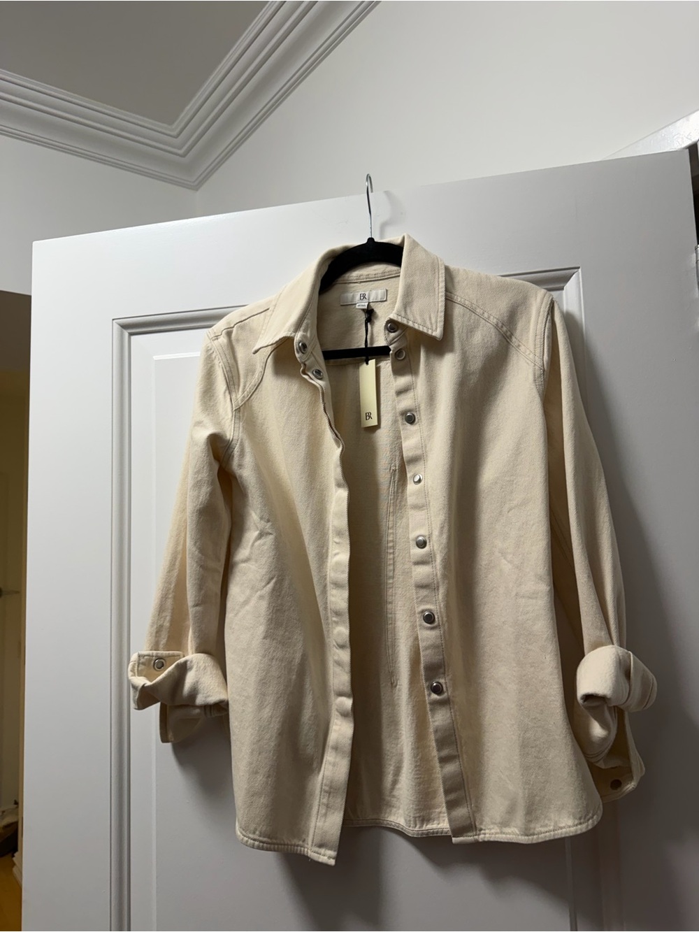 Banana Republic Cream Snap-Front Shirt Jacket